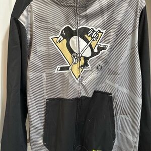 Reebok Mens Pittsburgh Penguins Black and Gray Jacket